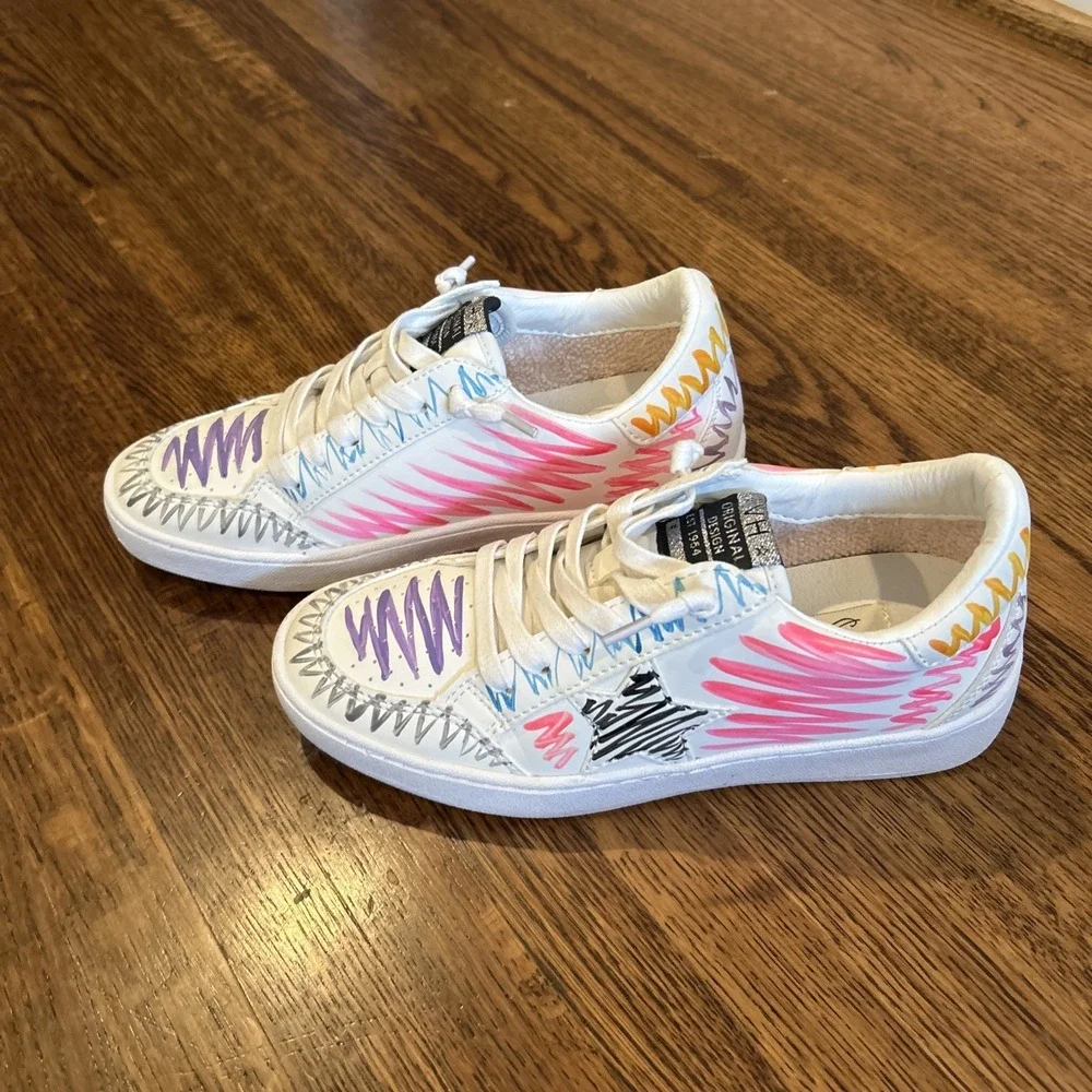 Women's Vintage Havana Multi Swirl colorful Leather low top Sneakers Size 6M